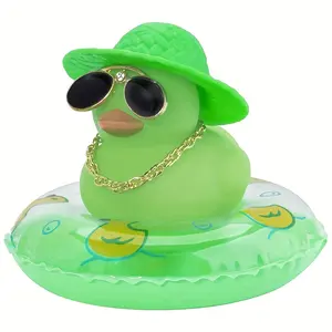 1PC Car Duck Trim Dashboard Trim Rubber Duck car dash accessories with swim ring sunglasses hat and necklace