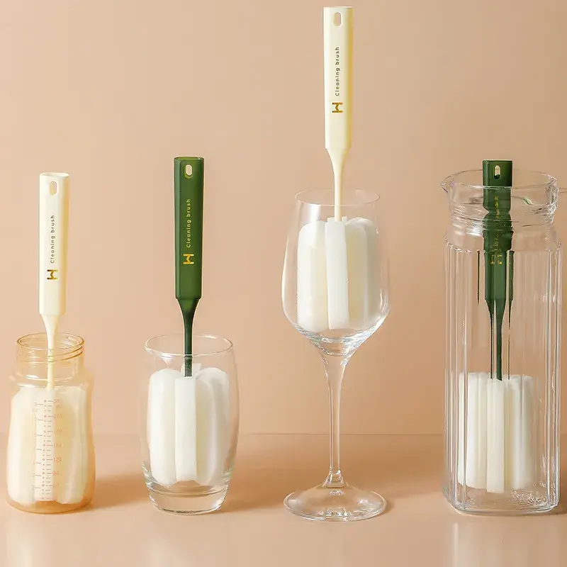 Long Handle Sponge Bottle & Glass Cleaning Brush 2-Pack for Easy Reach Cleaning Solutions with Convenient Design