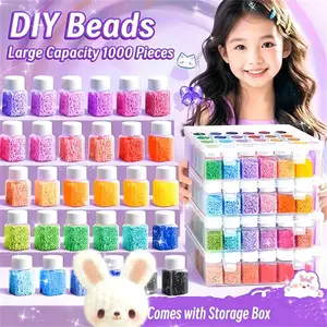 Handmade DIY set of beans with storage box and bottle, 3D fusion beans set, secure materials, and a complete set of tool kits