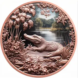 1 oz Copper Crocodile in Habitat with Acrylic Case