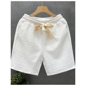 Men's Casual Drawstring Shorts - Breathable Polyester Blend, Perfect for Summer Outings & Hiking Fabric Menswear Outdoor Stretch