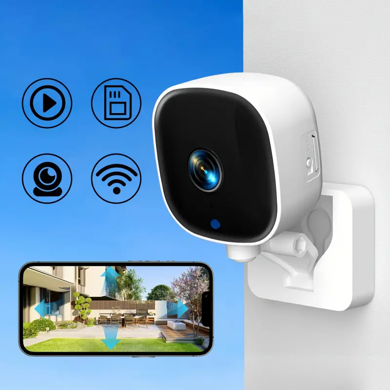 Smart Security Camera with WiFi, Indoor/Outdoor Monitoring, Full Color Night Vision, Two-Way Audio, Motion Detection Alerts, USB-Powered, TF/Cloud Storage, Wall-Mounted for Home, Baby & Pet Monitoring - Ideal Christmas  Gift