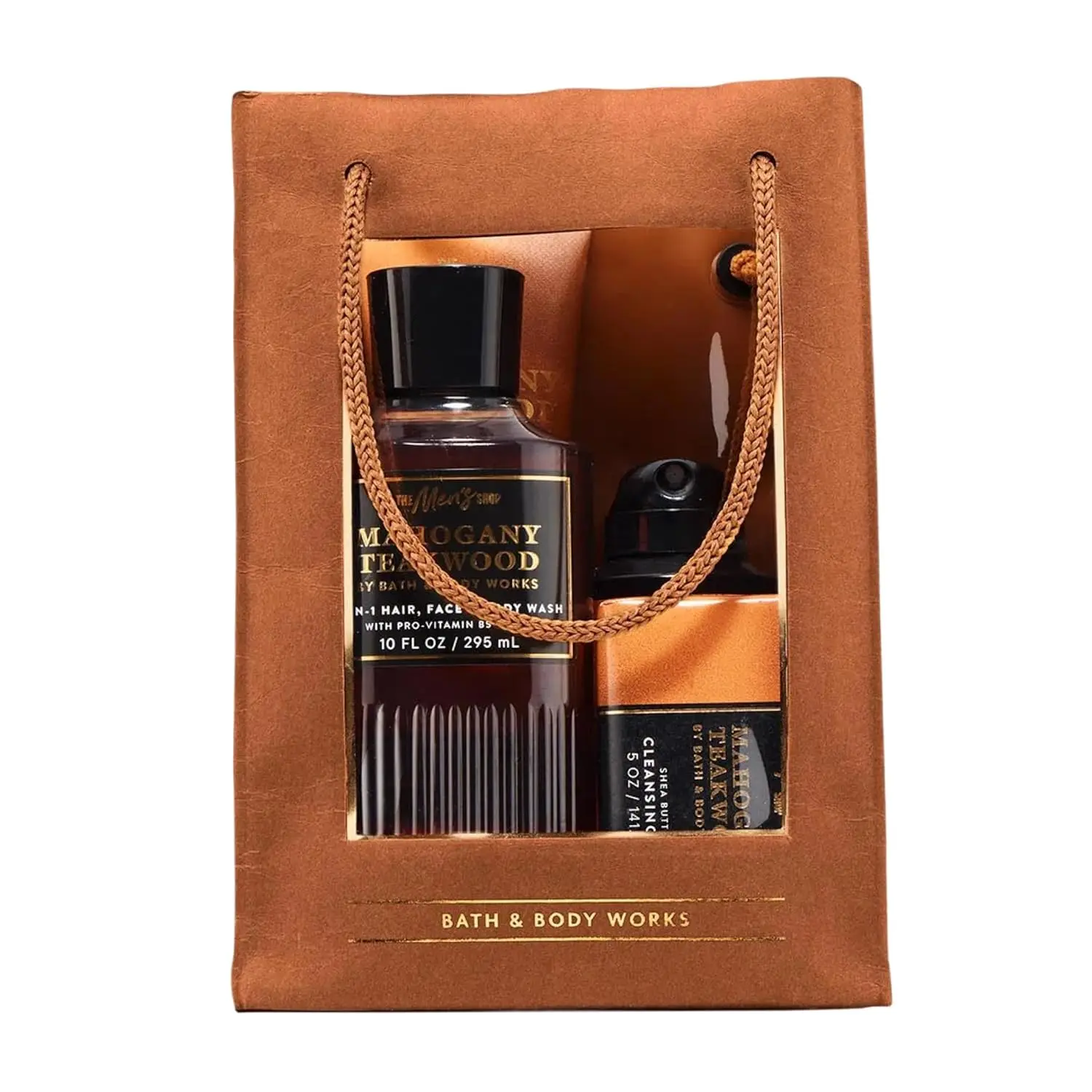Bath & Body Works Men's Gift Set, Mahogany Teakwood Scent – with Body Wash, Bar Soap, Moisturizing Cream, Body Spray, Men’s Grooming Collection for Gifting or Everyday Use - 1 Pack