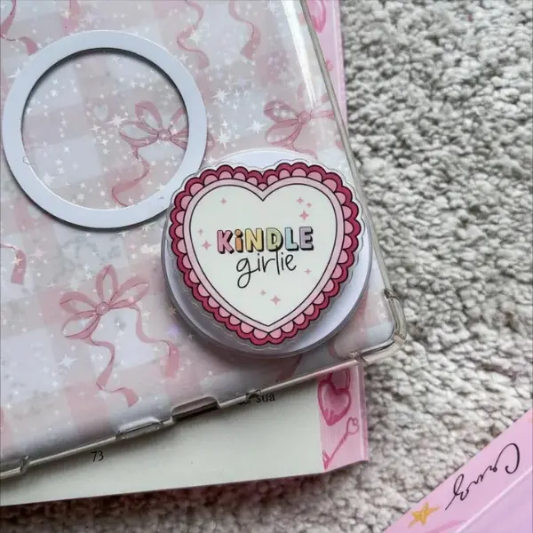 Kindle Girlie MagSafe Phone Grip, Heart-Shaped Magnetic Phone Holder, Cute Popgrip for E-Readers & Book Lovers mount pop socket