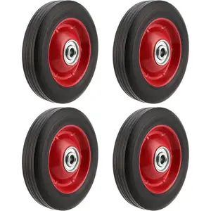 4 count 8 Inch Solid Rubber Tire, Flat Free Solid Rubber Wheels, Hand  Replacement Wheels, 1/2-Inch Axle Hole, 220 lbs Max Load-Bearing Capacity