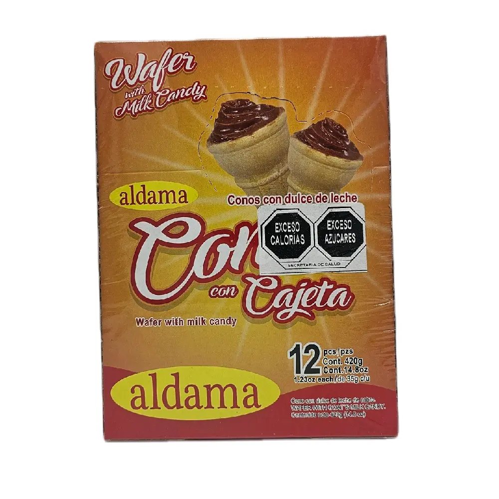 Aldama Conos con Cajeta - Wafer With Milk Candy / pack with 12 pieces /