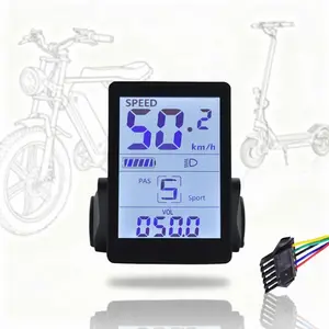 M6H E-Bike LCD Display – SM 5Pin Waterproof Wired Screen, For UART 2 Protocol, Works with Electric Bikes & Scooters
