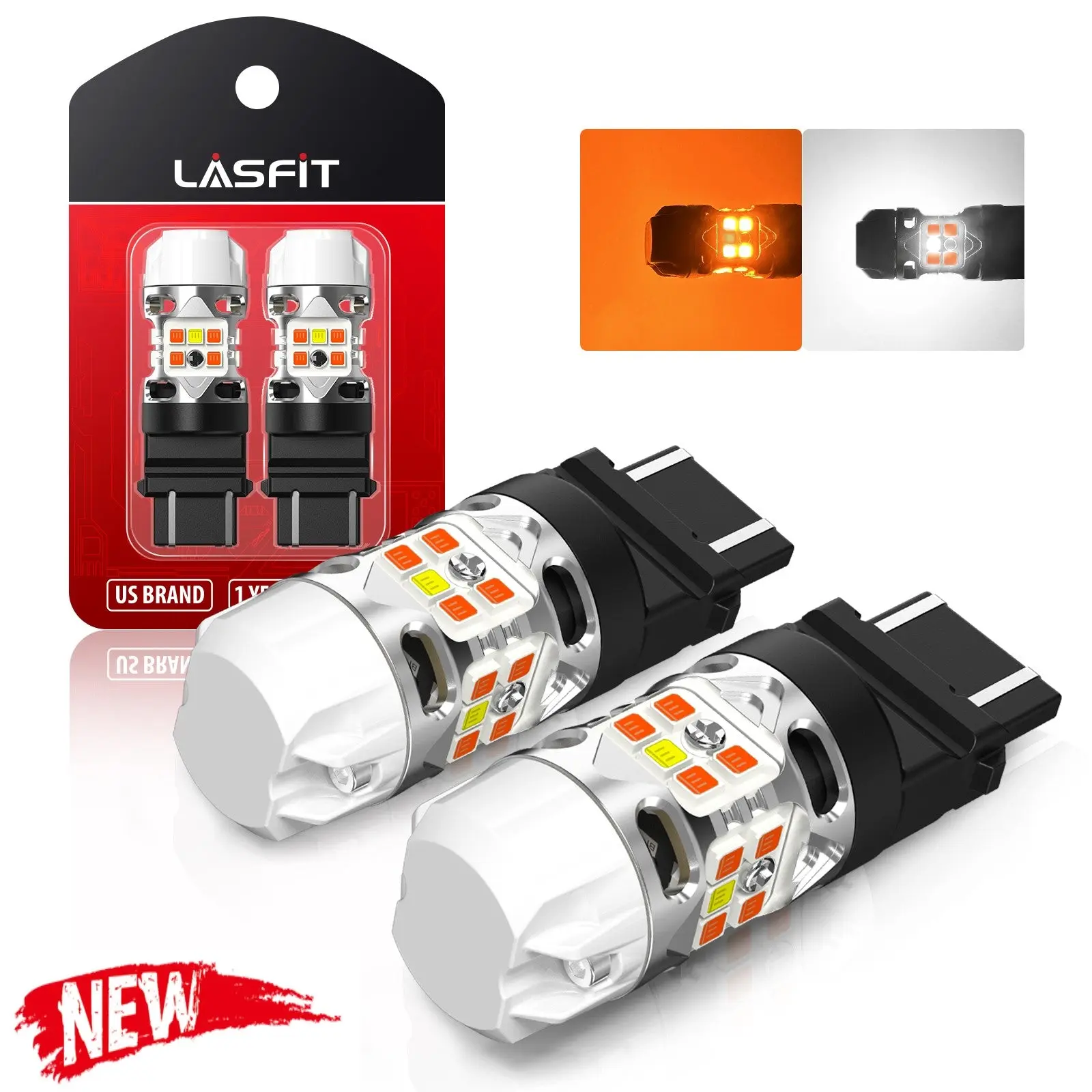 Lasfit T3 Series 3157 4157 LED Turn Signal Bulb Kit, CanBus-Ready Switchback LED Lights for Car, 2 PCS, Led Bulb Kit