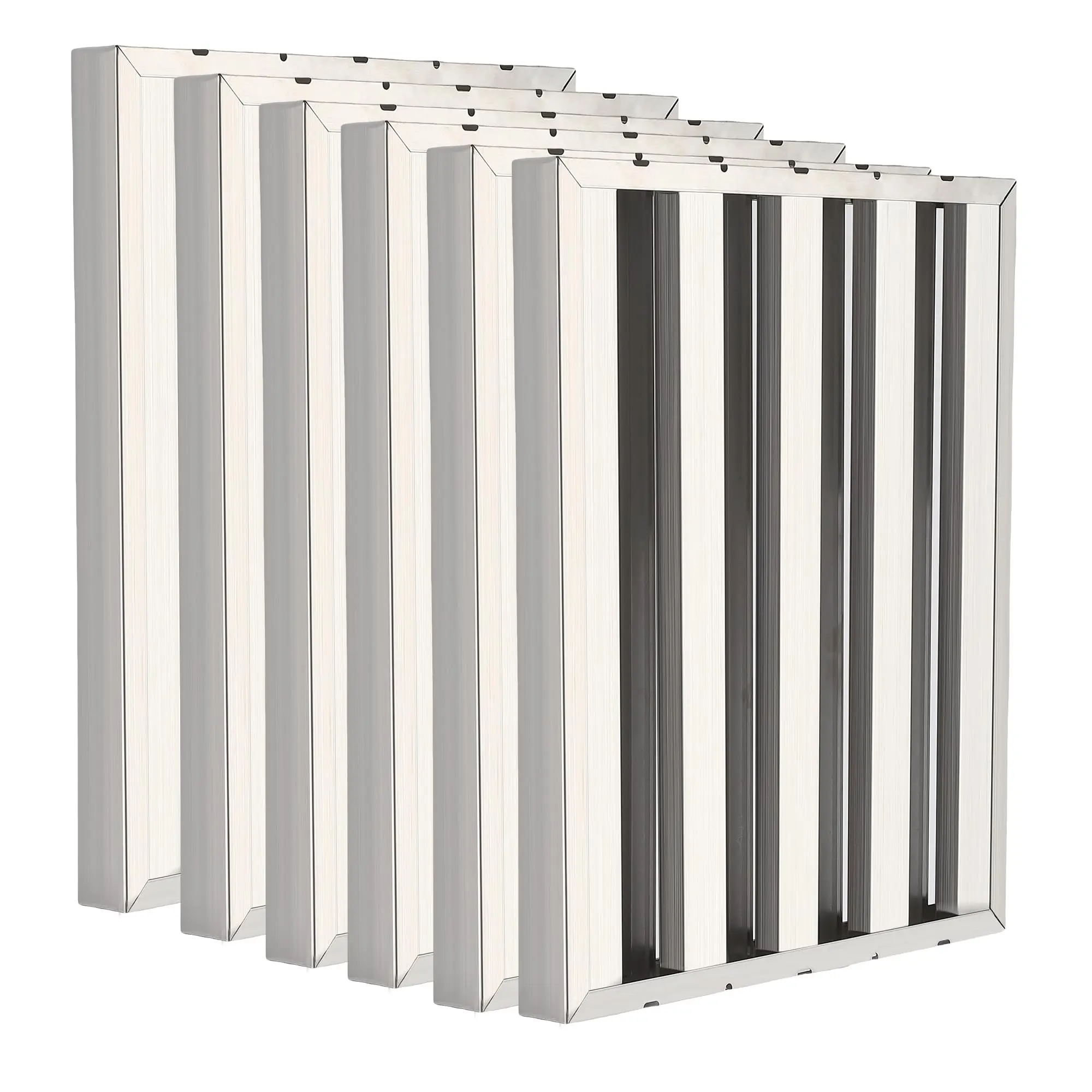 GARVEE Range Hood Filters 19.5W x 15.5H Inch, 430 Stainless Steel 5 Grooves Commercial Hood Filter for Kitchen Exhaust Hoods, Pack of 6