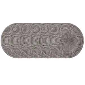 Set of 6 Round Woven Table Mats, 15 Inch Cotton Polyester Dining Table Pads, Perfect for Holiday Parties, Durable and Stylish Design, Placemat