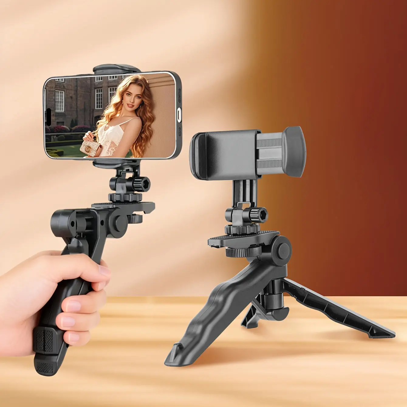 360° Rotating Phone Tripod with Image Stabilization – Durable Live Stream Stand