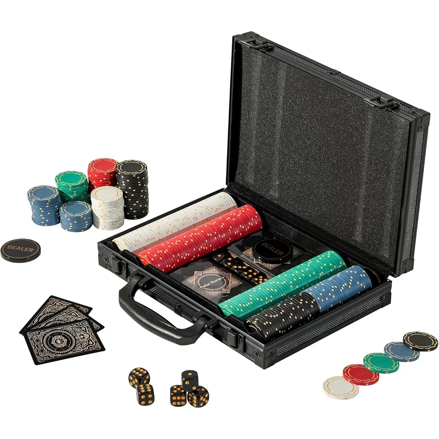 Poker Chips, Gold Dark Poker Set with Black Aluminum Case, Modern Design 11.5 Gram Poker Chip Set for Texas Hold'em, Casino Game Nights, Poker Parties(200pcs Blank)