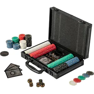 Poker Chips, Gold Dark Poker Set with Black Aluminum Case, Modern Design 11.5 Gram Poker Chip Set for Texas Hold'em, Casino Game Nights, Poker Parties(200pcs Blank)