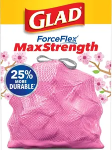 ForceFlex MaxStrength Tall Kitchen Trash Bags, 13 Gal, Cherry Blossom, 34 Ct (Package May Vary)