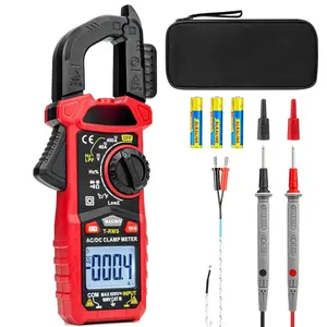 Digital Clamp Meter Multimeter with D-Shaped Jaw for AC/DC Current & , Auto-ranging 4000 Counts  Tester with Flashlight Backlight, Measuring Temperature Continuity Diode NCV