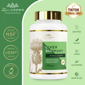 Dr. CROWN Liver Support Supplement for Cleanse & Detox with Milk Thistle, NAC, ALA & Turmeric - 120 Capsules