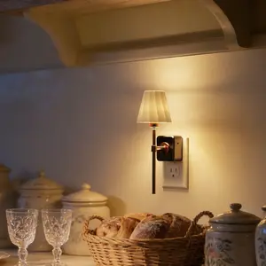 DORESSHOP Pleated Fabric Cover Night Light, Plug-In Night Light with Auto Light Sensor, Soft Ambient Glow, Gift for a new home