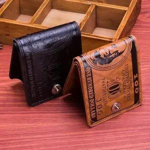 Men's Lightweight PU Leather Wallet - Compact Design, Slim Zippered Card Holder, Coin Holder with Novelty Cash Print, Durable for Daily Use