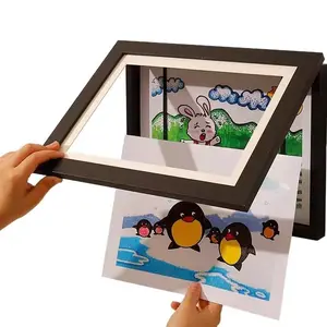 Flip-Top Art Display Box, Showcases and Stores Kids' Drawings, Growth Memory Frame, Child Art Storage Solution