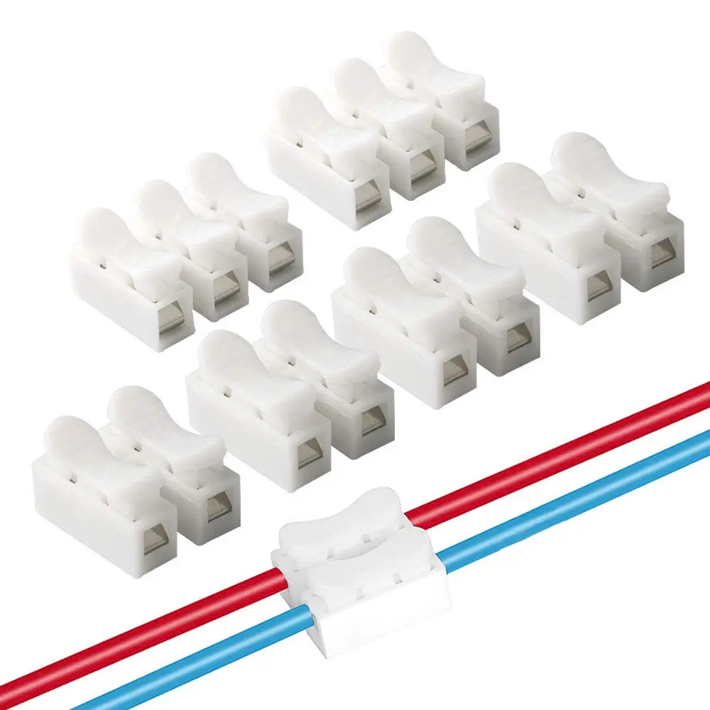 62Pcs Premium Spring Wire Connectors, Quick Spring Connector, Electrical Cable Clamp Terminal Block Connector, LED Strip Light Wire Connecting –– 50Pcs CH2 + 12Pcs CH3