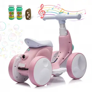 IHUESHO 6V Electric Bubble Car Bubble Bike Ride-On 4-in-1 Balance Toy with Remote Control Pedal Mode & Automatic Bubble Blower Ideal Christmas Gift for Toddlers Age 1-3