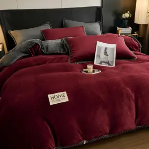 Solid Color Velvet Bedding Set, 3 Counts/set Including 1 Count Duvet Cover & 2 Counts Pillowcase without Filler, Soft Comfortable Bedding Set for Home Bedroom