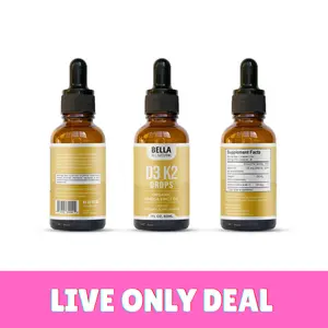 Three Pack Bella All Natural D3 K2 Drops Organic Omega 3 MCT Oil 50ml Supplement for Daily Health Needs