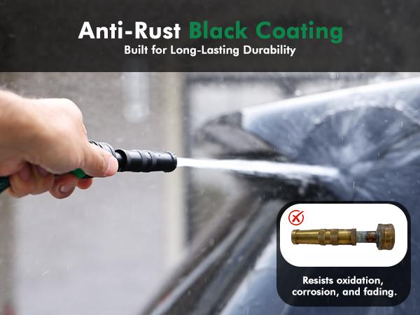 RESTMO 100% Solid Brass Adjustable Twist Hose Nozzle with Anti-Rust Coating, Heavy Duty High Pressure Water Hose Nozzle with 3 Spray Patterns