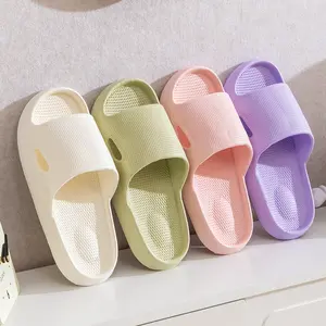 Solid Color Thick Bottom Home Slippers Summer Non-Slip Bathroom Floor Sandals – Unisex Couples Thick Sole Comfort Indoor Outdoor Shoes Women Men Everyday Wear Breathable