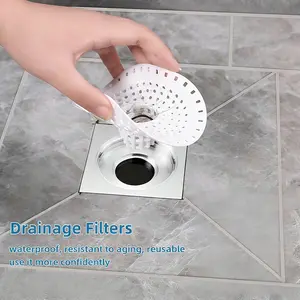 1pc, Reusable Silicone Drain Filter Hair Catcher Shower Drain Cover Protector Bathroom Floor Drain for Shower and Kitchen Sink Easy Installation Expandable White Options Round Design with Drain Hole Hair Collection Tool