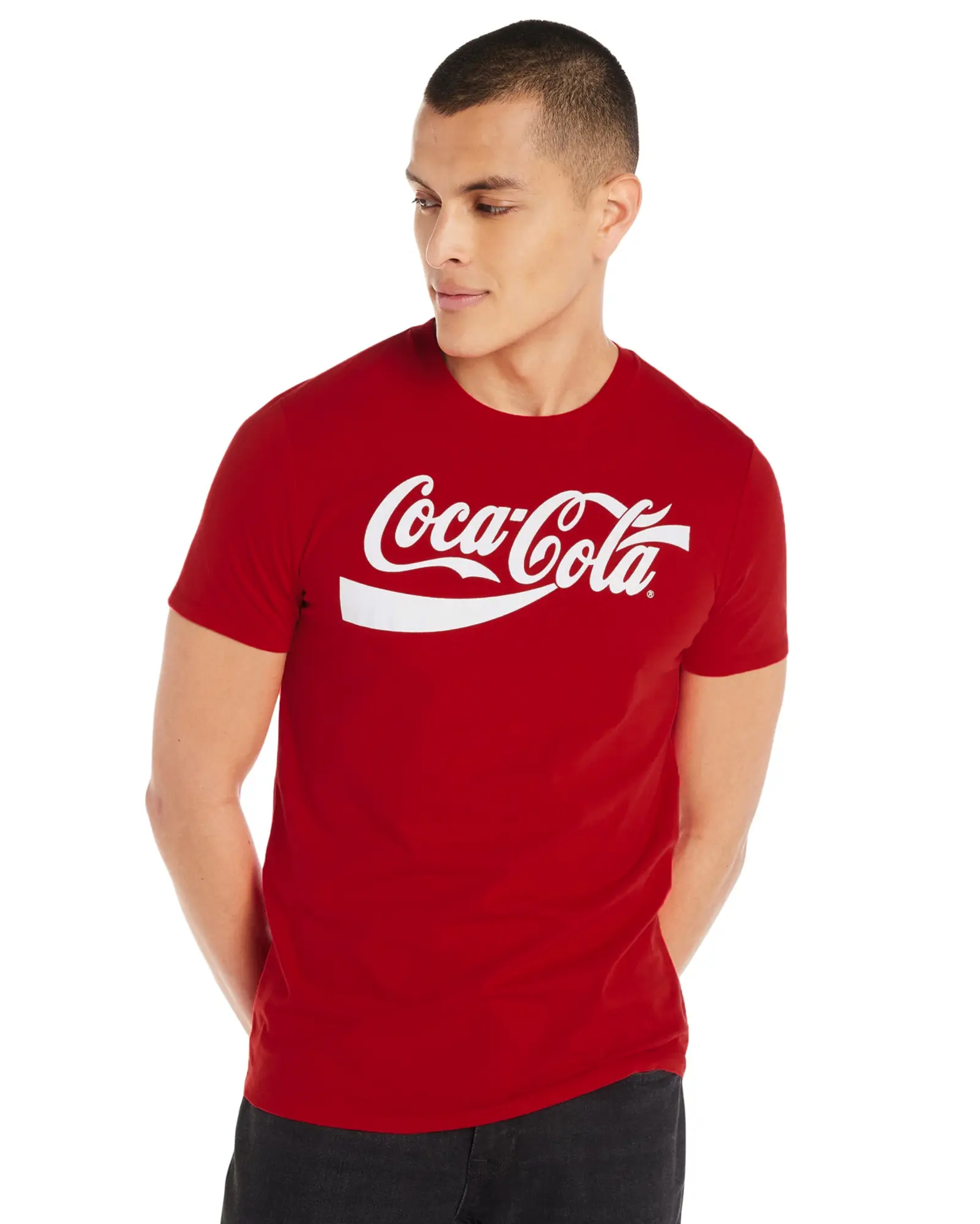 Coca-Cola T-Shirt Men's Coke Logo Short Sleeve Graphic Top, Casual, Cotton, Fabric