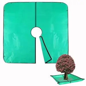 Landscape Pruning Tarp, 78.7"X78.7" Landscape Tarp for Trimming with 12 inch Hole, Pruning Trees  Tarp, with Corner Buckles, can Stand Up Fasten Around Trees and Shrubs
