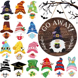 GO AWAY Statement Design Round Plaque 30-Piece DIY Custom Kit with 15 Interchangeable Gnome Hats & Hand Cutouts Magnetic Tool-Free Quick Swap System for All Seasons Dual-Purpose Display & Funny Gift Pick
