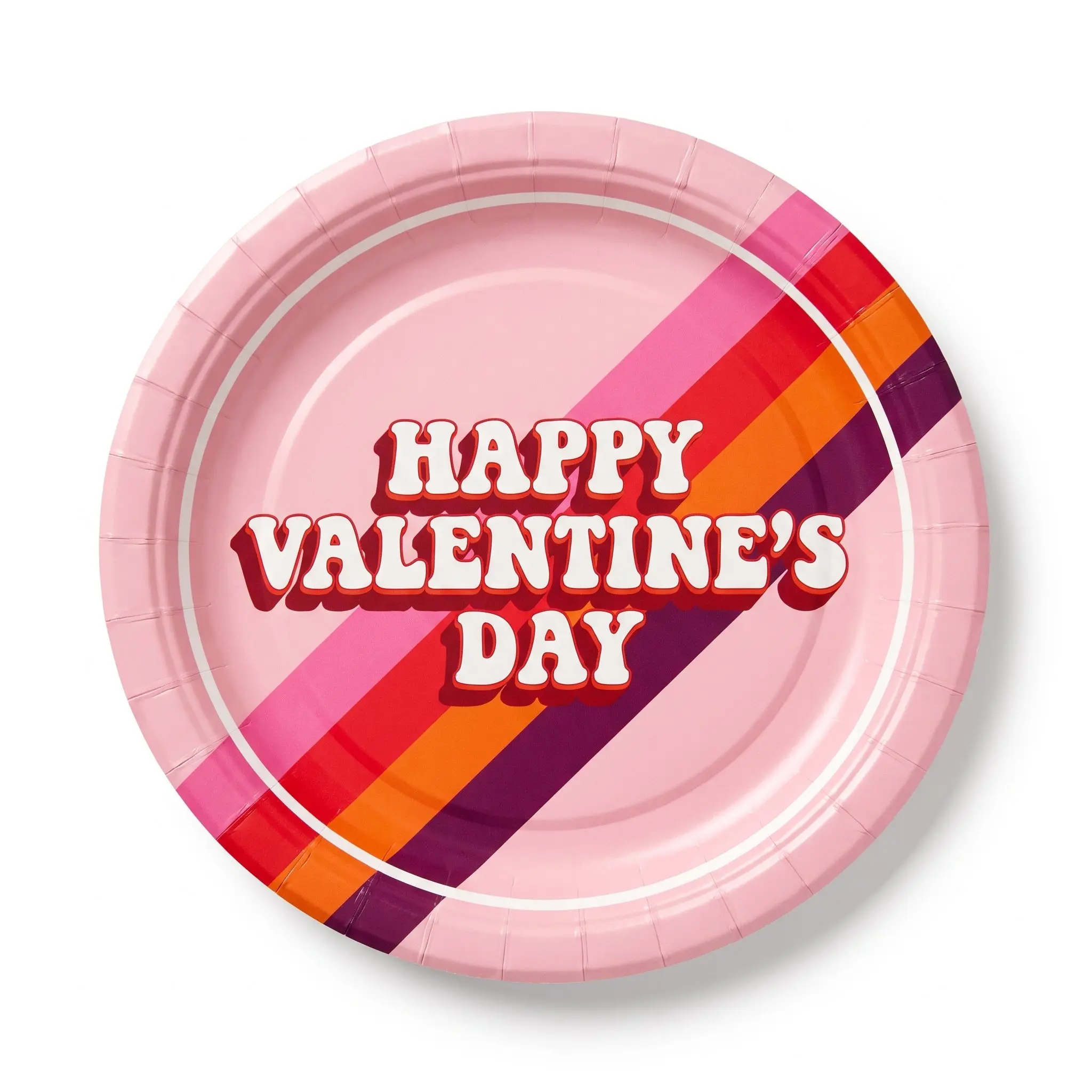 Retro Love Valentine's Day Paper Plates - 8.5"