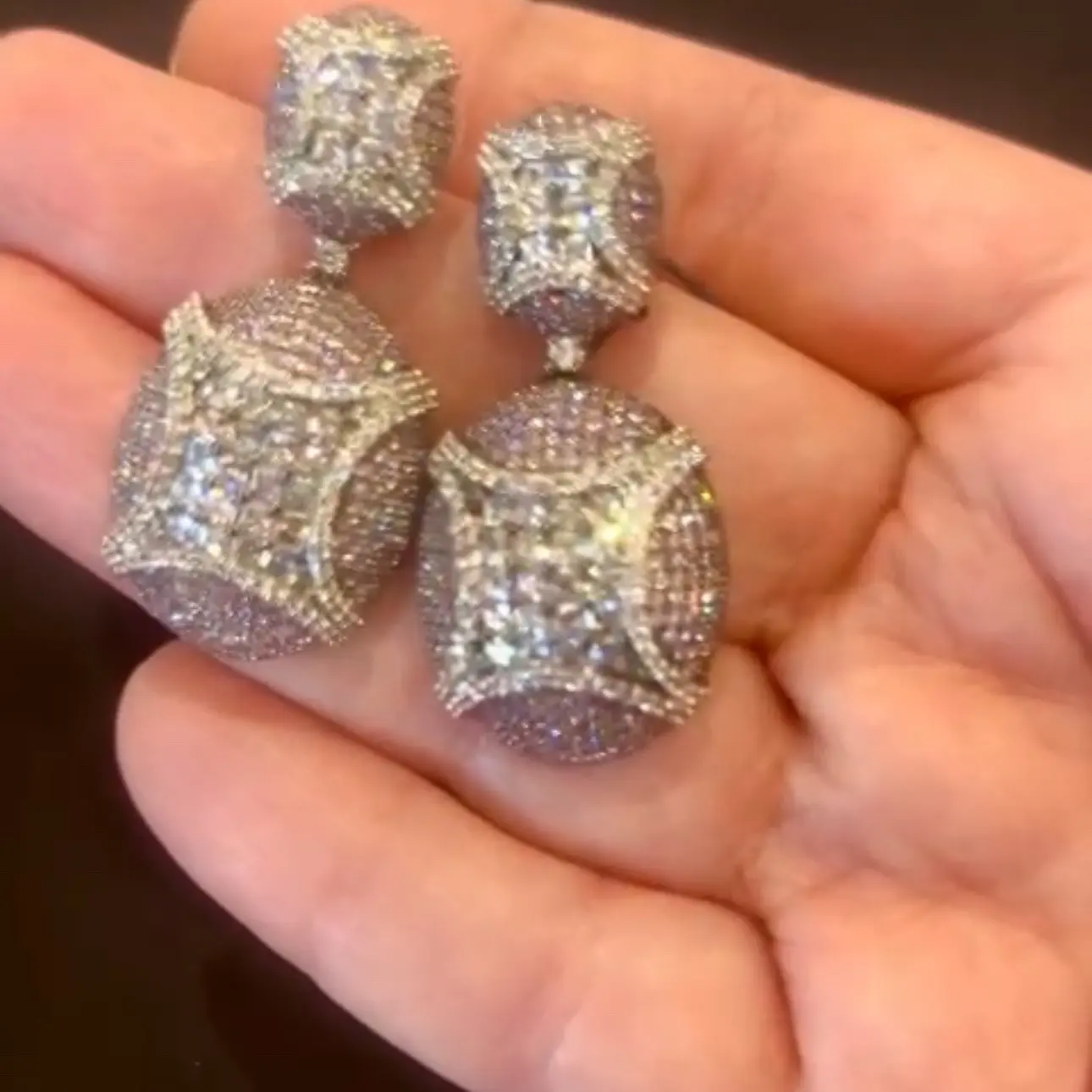 Silver & Lilac Rhinestone Drop Earrings