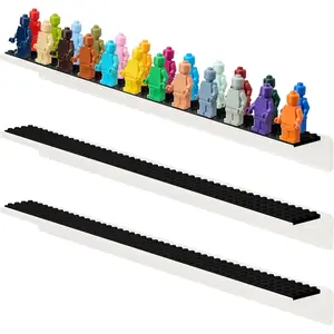 Tapeera 3-Pack Minifigure Display Case Holds Up To 72 Figures - Acrylic Floating Shelf Display With Brick Building Baseplates - Figure Display Cabinet Wall Mount - Minifig Organizer (Black Baseplates)
