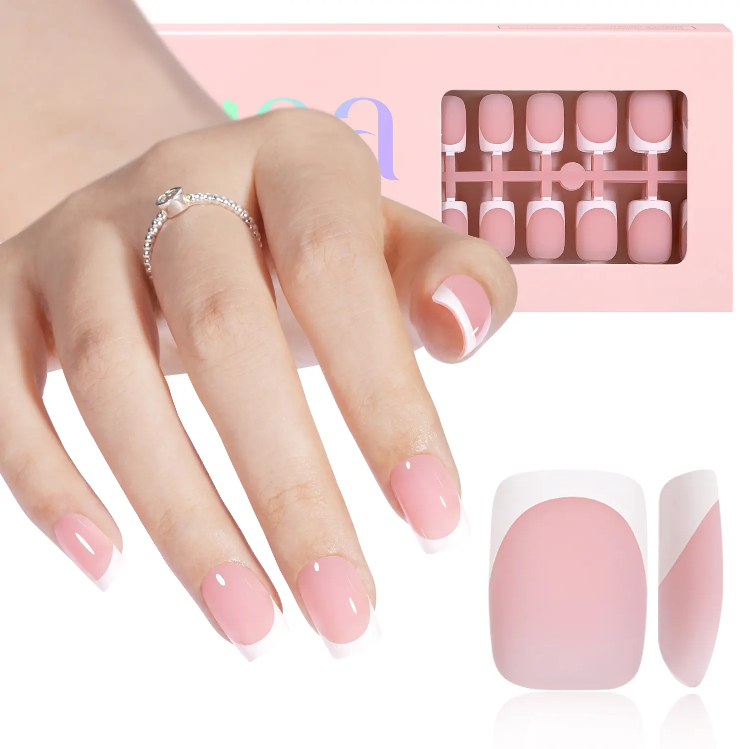 AILLSA Press On Nail Sets - 180pcs Soft Gel Tips Kit, 15 Sizes (Square, Stiletto, Almond, Coffin Shapes) for Easy-Wear French Nail Art Extensions, Nails Tips Kit, Press On Nails