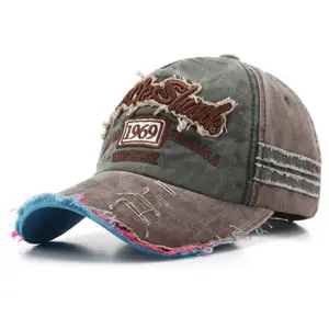 1969 Vintage Washed Distressed Letter Embroidery Ripped Baseball Cap, Trendy Unisex Sun Hat