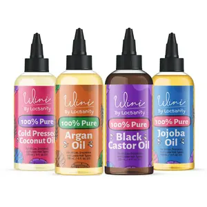 Locsanity Wini Pure Oil 4-Pack (4 Fl Oz Each) - Jojoba, Argan, Coconut, Black Castor Oils, Hydrating Daily Lightweight Hair & Body Care Cosmetic
