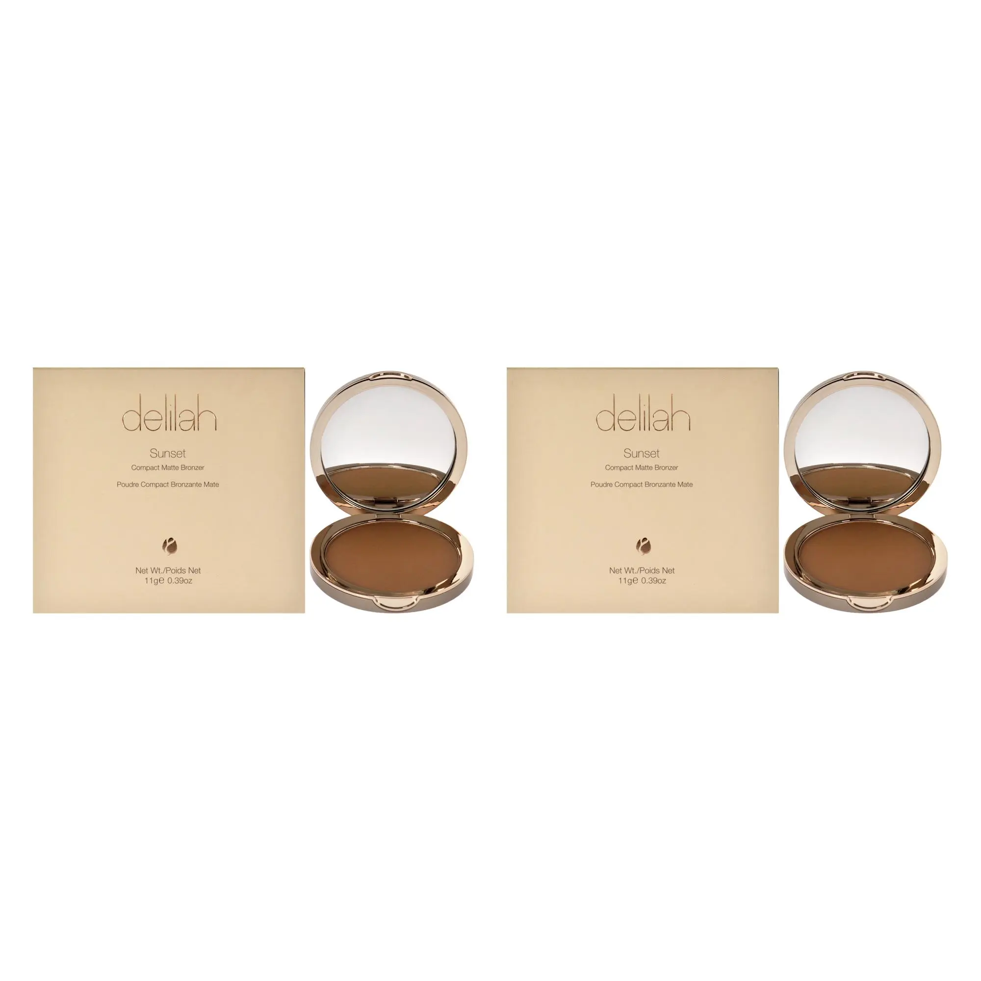 Women's Compact Matte Bronzer Cosmetic - Delilah Medium Dark, 0.39oz Powder with Natural Glow, Subtle Tone - Pack of 2