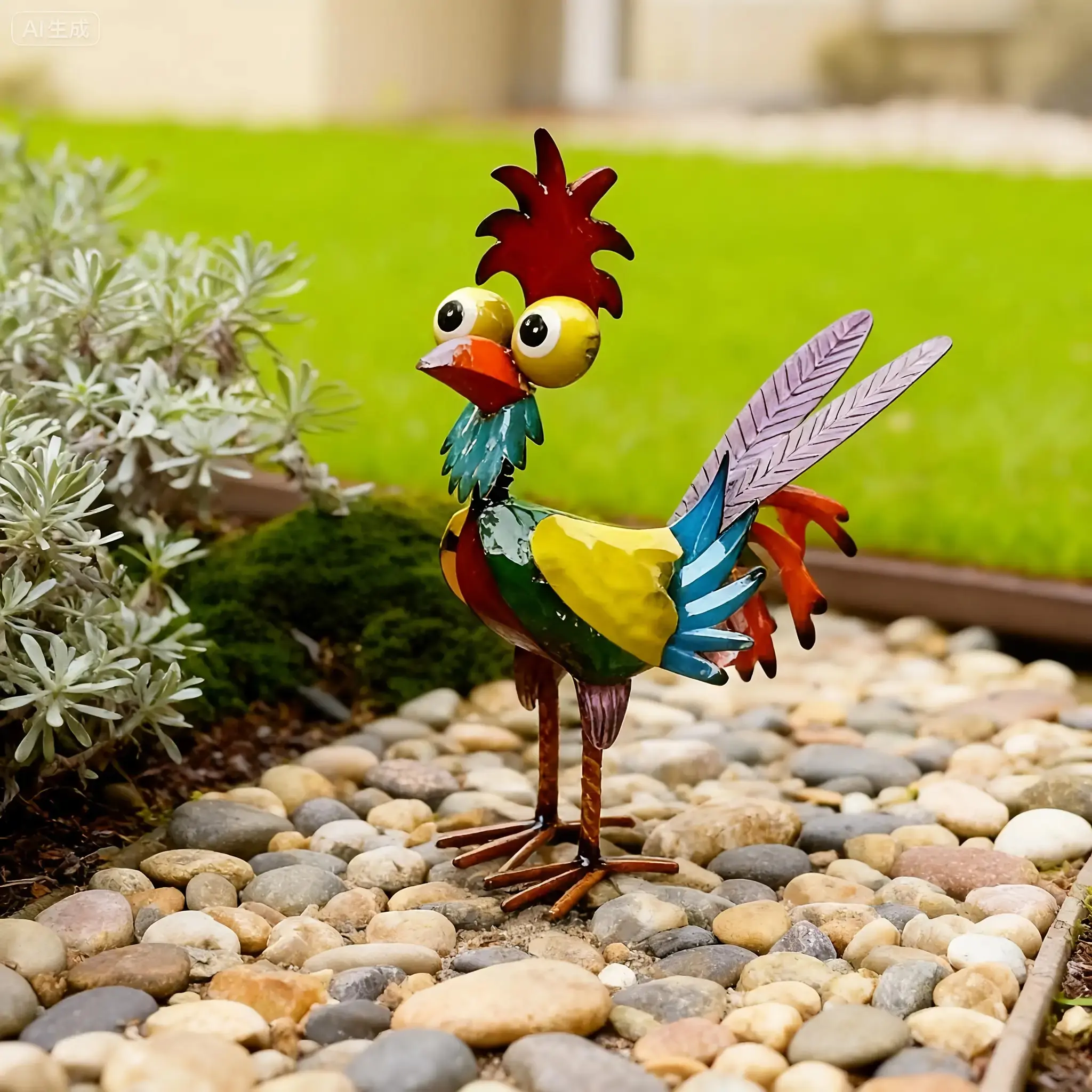 8.27 in Giant Color-Changing  Rooster Statue, Outdoor  Decor, Flower  Accessories, for Farm or Kitchen Home  Art Decor