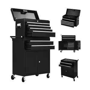 8-Drawer Rolling Tool Chest, 2-in-1 Tool Cabinet with Wheels, Removable Lockable Toolbox, High Capacity Storage Organizer for Garage, Workshop, Mechanics