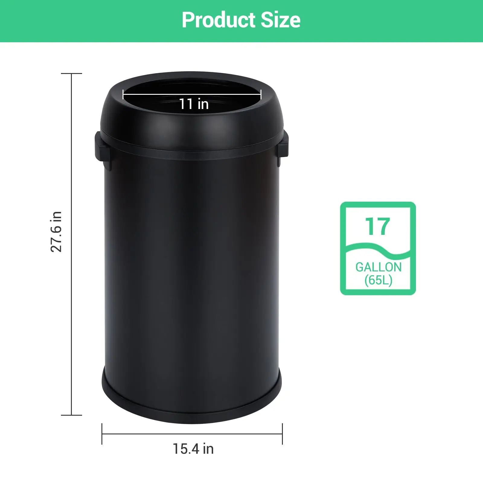 Garvee 65L/17 Gallon Commercial Stainless Steel Swing Top Waste Bin ...