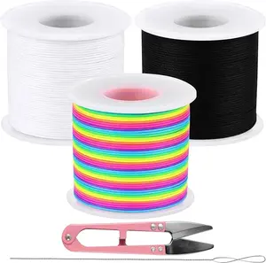3 Rolls 1mm Elastic String for Bracelets, Total 984 Feet Sturdy Elastic String Elastic Cord, Elastic Bracelet String for Making Jewelry, Sewing, Necklaces, and Beadwork