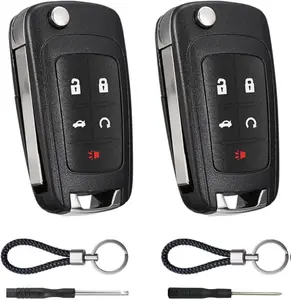 Key Fob Case Replacement 5 Button for Camaro Impala Equinox GMC Terrain Buick Regal Lacrosse 2010 2011 2012 2013 2014 2015 2016 2017 Keyless Entry Remote Control Car Key Fob Shell - 2 Pack