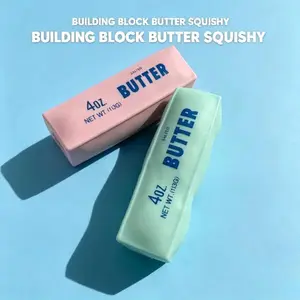Building Block Butter Squishy Toy with Crunchy Filler, Satisfying Crinkly Squeaky Sound Fidget Sensory Toy, Stress Relief Squeeze Toy for Kids & Adults, Popular Hobby Collectible Squish Toys, Great Party Favor & Desk Relaxation Play Gift for All Ages