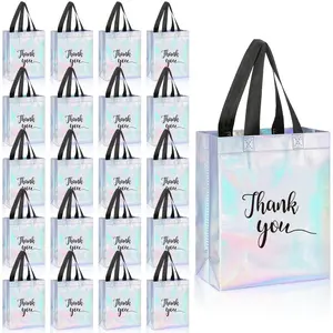 20 Thank You Gift Bags with Handles and Rainbow Glitter, Party Gift Packs, Perfect for Employee Appreciation, Teacher Gifts, Teacher Graduation, and Christmas Parties