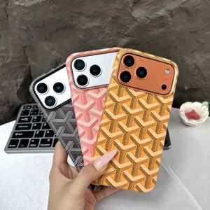 Magsafe Leather Magnetic Case for iPhone 17 Pro Max Trendy Shockproof Cover with Microfiber Lining Elegant Patterns Ultra Thin Durable Stylish Protection Black Metal Finish