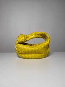 Pre-owned leather Mini Bags Bottega Veneta Mini Jodie Bag in Yellow Intrecciato Leather