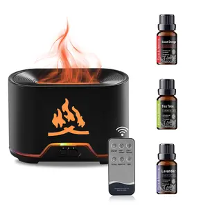 Flame Diffuser aroma Humidifier with Auto Off 300ml Remote Aromatherapy Humidifier 7-Color Light fragrance Quiet for Yoga Bedroom Office Aromatherapy Diffuser essential oil air purifier oildiffuser modern design led fireplace Air Humidifier deffuser